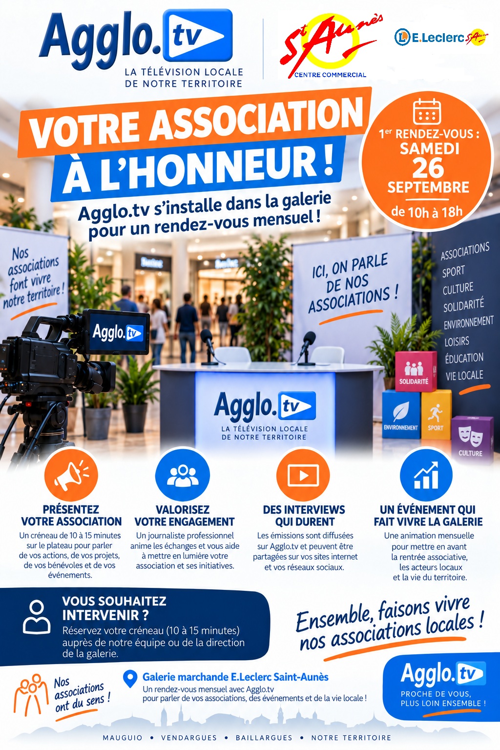 📺 Agglo.tv s’installe à la Galerie Saint-Aunès !