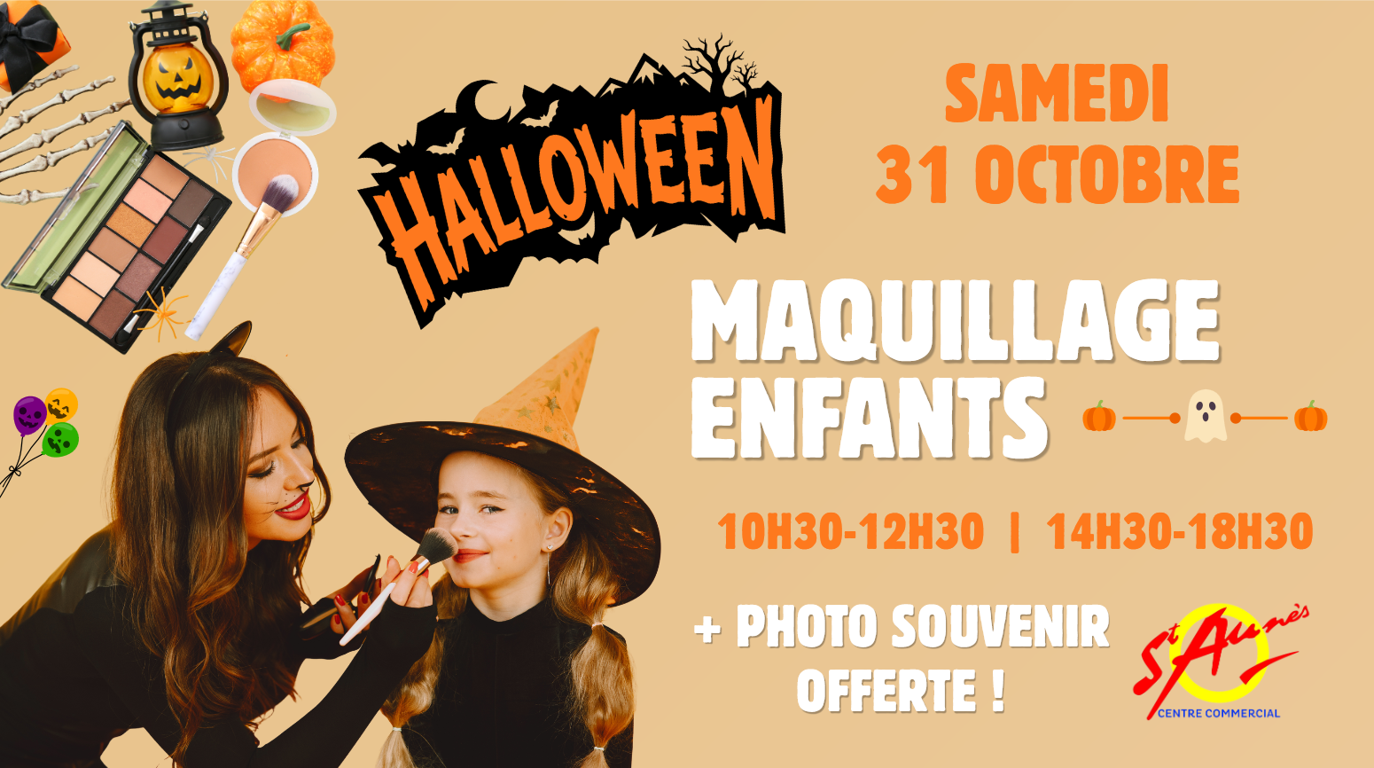 Halloween : un atelier maquillage pour les enfants à la galerie Saint-Aunès